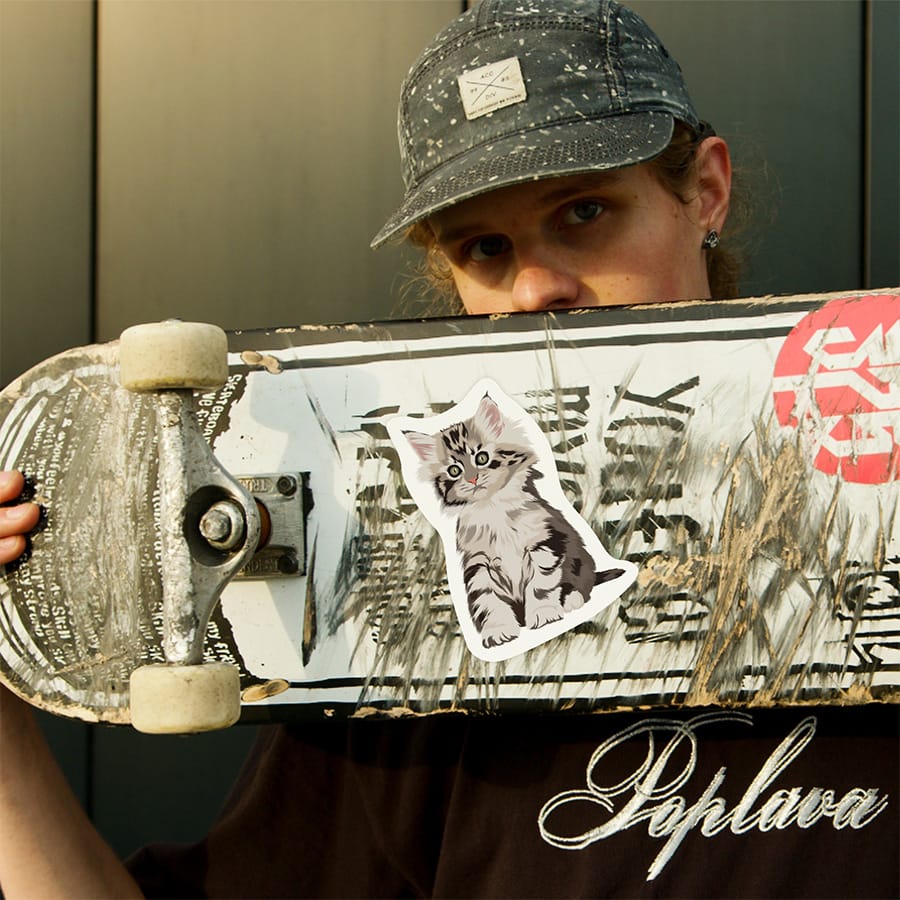 Personalized cat lover gift, custom hand-drawn pet illustration sticker, waterproof vinyl