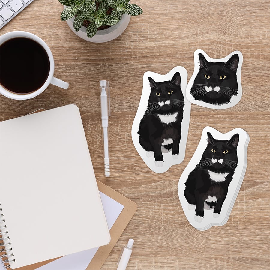 Custom hand-drawn cat sticker, personalized pet decal, high-quality waterproof art